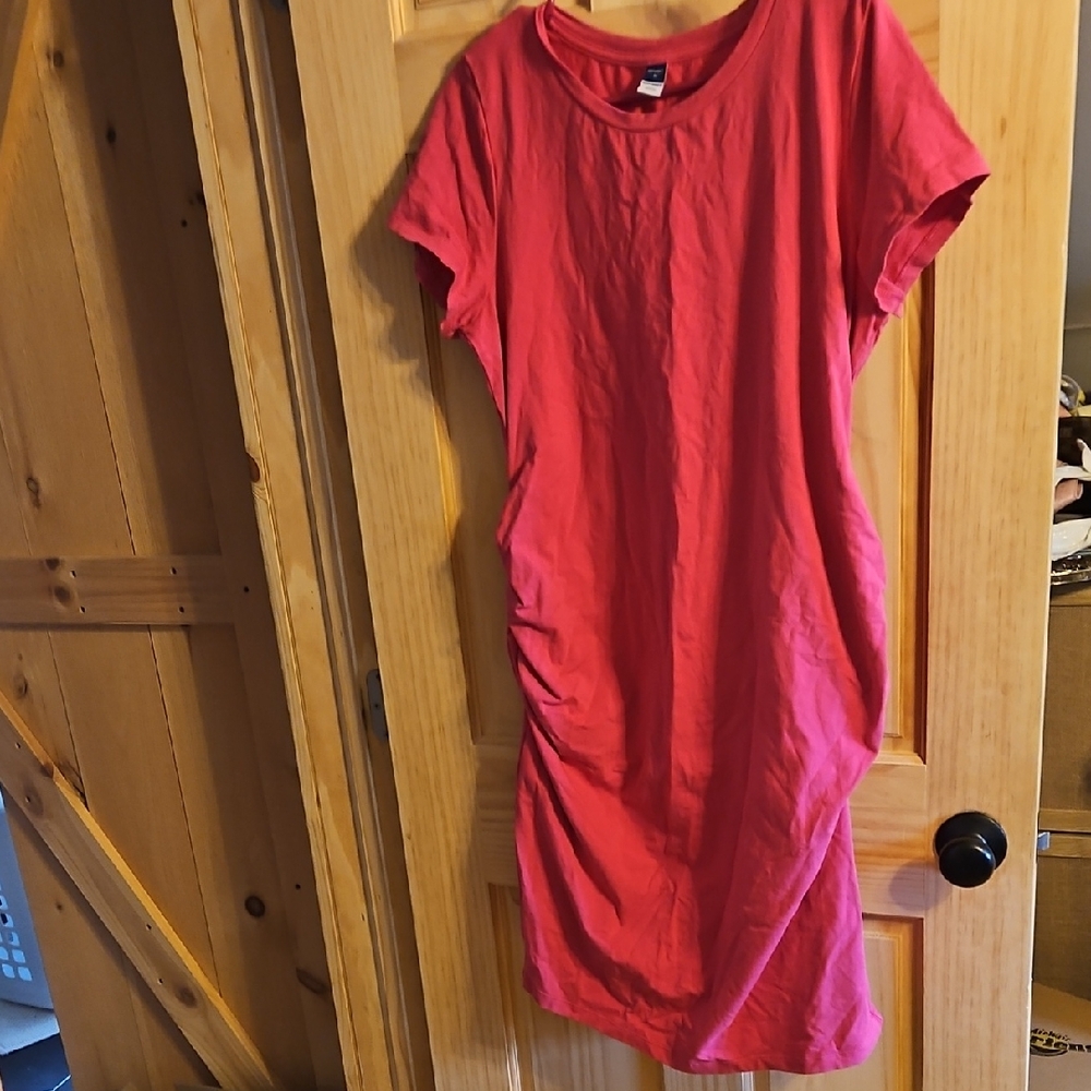 Old Navy Maternity Vibrant Pink T-Shirt Dress